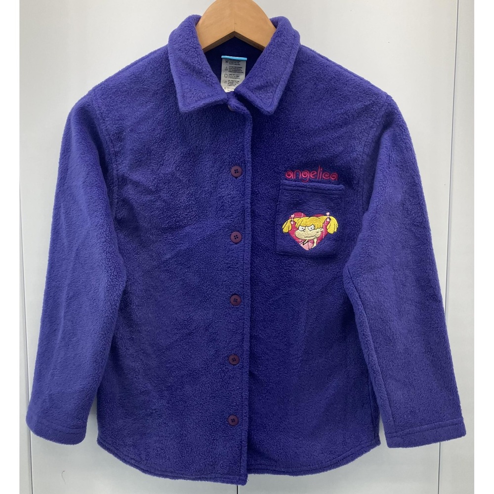 Vintage Rugrats Angelica Jacket Girls Medium Purple Fleece Button‎ Up 2000s